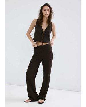 Mango Bow Tie Waistcoat Top - Brown