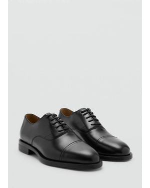 Mango Oxford Style Leather Shoe - Black