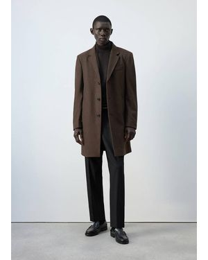 Mango Cappotto Lungo Lana Marrone