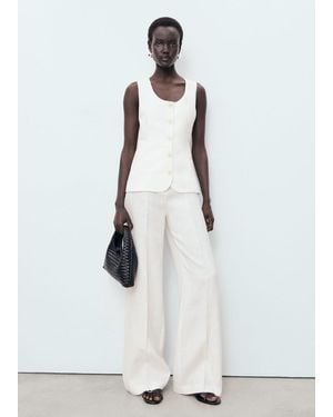 Mango Suit-Style Linen Jumpsuit - White