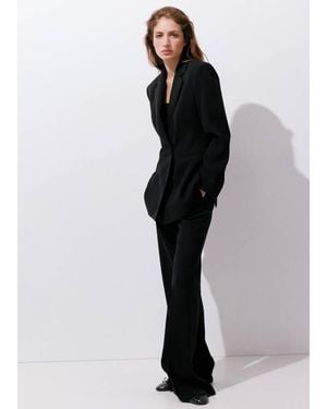 Mango Double-Breasted Belted Suit Blazer - Black
