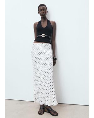 Mango Long Polka-Dot Skirt - White