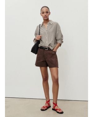 Mango Fransige Denim-Shorts Mit Falten - Natur