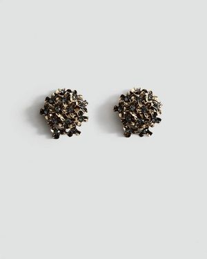 Mango Flower Beaded Earrings - Grey