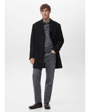 Mango Lightweight Recycled Wool Coat - Black