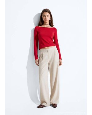 MANGO TEEN 100% Cotton Boat Neck Jumper - Red