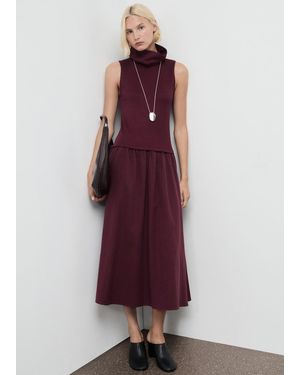 Mango Dress With Combined Funnel Neck - Purple