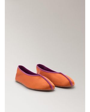 Mango Ballerine Raso Piping Contrasto Arancione Tostato - Rosso