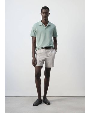 Mango Slim Fit Piqué Polo - White