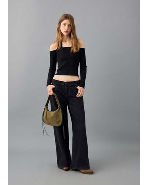 MANGO TEEN Long-Sleeved Halter-Neck Top - Grey