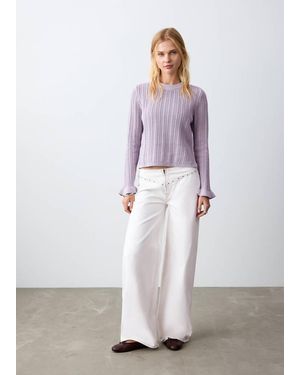 MANGO TEEN Openwork Knitted Jumper With Ruffles - White