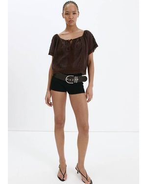 Mango Cotton Lace Blouse - Black