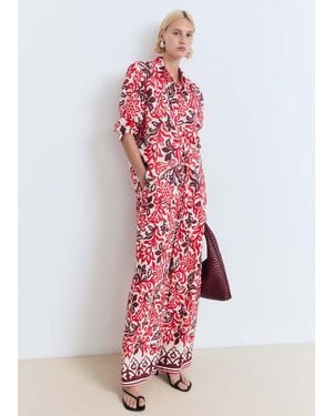 Mango Printed Cotton Shirt - White
