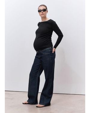 Mango Cotton Maternity T-Shirt With Buttoned Cuffs - Blue