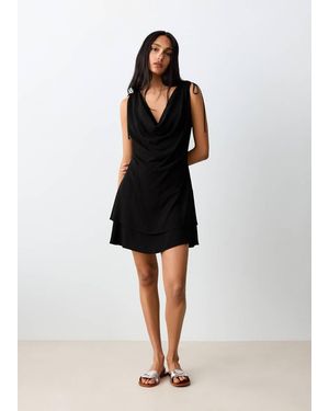 MANGO TEEN Flowing Draped Dress - Black