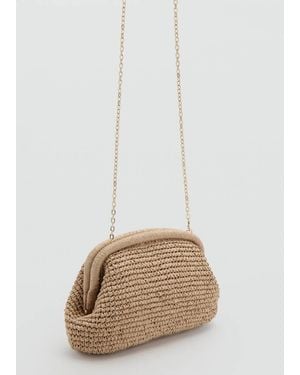 Mango Natural Fiber Clutch Bag - Brown