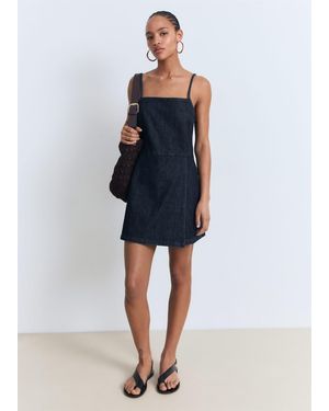 Mango Denim Jumpsuit Short - Blue