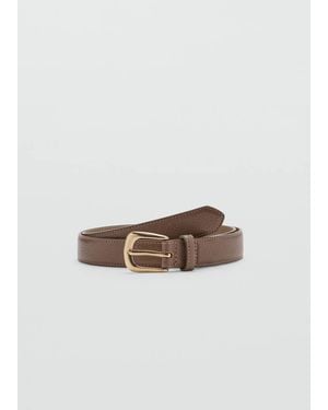 Mango Cintura Similpelle Fibbia Metallica Marrone Medio - Bianco