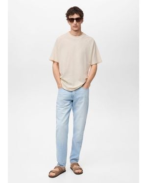 Mango Relaxed Fit Cotton T-Shirt - Blue