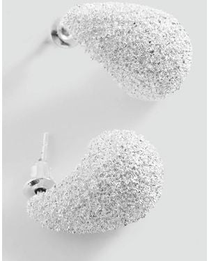 MANGO TEEN Textured Drop Earrings - Grey