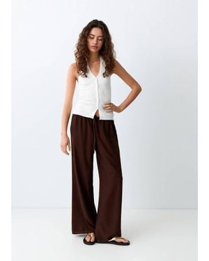 MANGO TEEN Ribbed Halter Neck Top - White