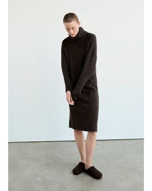 Mango Chemise De Nuit En Maille À Col Roulé Chocolat - Noir