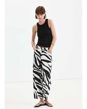 Mango High-Waisted Balloon Pants - White
