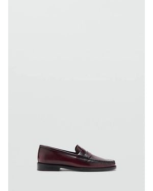 Mango Gathered Leather Loafers