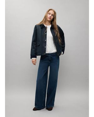 MANGO TEEN Low-Waisted Jeans With Drawstring Detail - Blue
