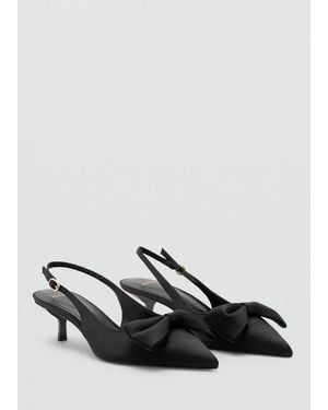 Mango Satin Bow Shoes - Black