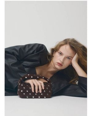 Mango Wildledertasche Mit Nieten - Schwarz