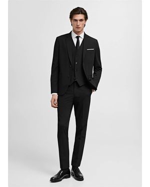 Mango Super Slim-Fit Stretch Fabric Suit Waistcoat - Black
