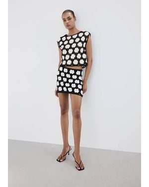 Mango Crochet Floral Mini-Skirt - White