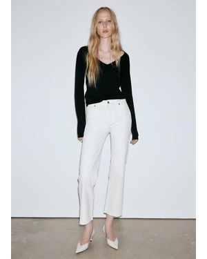 Mango Sienna Flared Cropped Jeans - White