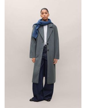 MANGO TEEN Long Wool Coat - Blue