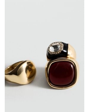 Mango Pack Of 3 Combined Rings - Brown