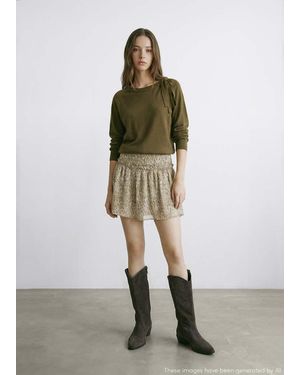 MANGO TEEN Ruffle Printed Skirt - Green