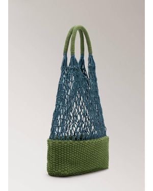 Mango Cotton Shoulder Bag - Blue