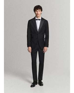 Mango Slim-Fit Dinner Jacket With Satin Lapels - Black
