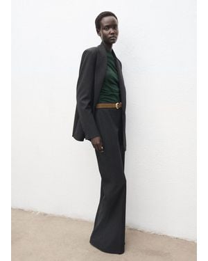 Mango Long-Sleeved T-Shirt With Asymmetrical Neckline - Green