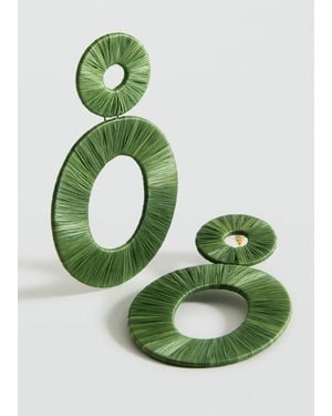 Mango Natural Fiber Circular-Design Earrings - Green