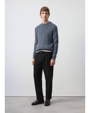 Mango Relaxed-Fit Pleated Trousers - Blue