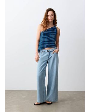 MANGO TEEN Asymmetric Blouse With Wave Pattern - Blue