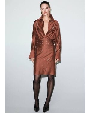 Mango Midi-Skirt With Rhinestones - Multicolor