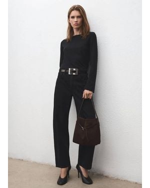 Mango Suede Bucket Bag With Buckle - Brown