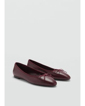 Mango Leather Ballet Flats - Brown