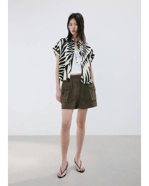 Mango Flowy Printed Shirt - White