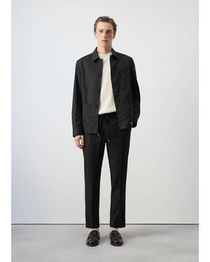 Mango Lyocell Cotton Jacket With Pockets - Black