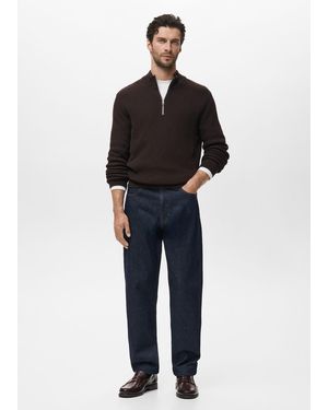 Mango 100% Cotton Perkins-Neck Sweater - Blue