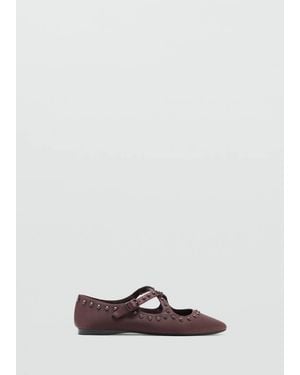 Mango Satin Studded Ballerinas - White